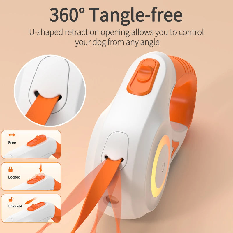 PawTrail 5M Automatic Retractable Dog Leash LED Luminous